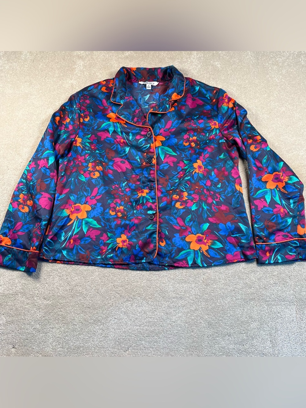 Pioneer Woman‎ PJ Top Silky Shirt Button Front Lounge Wear women's medium